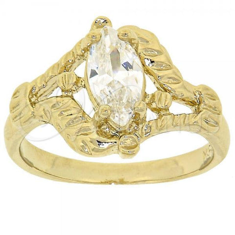Oro Laminado Multi Stone Ring, Gold Filled Style with White Cubic Zirconia, Diamond Cutting Finish, Golden Finish, 5.165.004.08 (Size 8)
