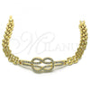 Oro Laminado Fancy Bracelet, Gold Filled Style with White Micro Pave, Polished, Golden Finish, 03.283.0232.08