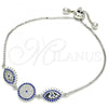 Sterling Silver Fancy Bracelet, with Sapphire Blue and White Cubic Zirconia, Polished, Rhodium Finish, 03.369.0007.10