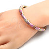 Oro Laminado Individual Bangle, Gold Filled Style Flower Design, Pink Enamel Finish, Golden Finish, 07.246.0006.1.05 (06 MM Thickness, Size 5 - 2.50 Diameter)