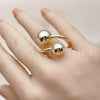 Oro Laminado Elegant Ring, Gold Filled Style Ball and Hollow Design, Polished, Golden Finish, 01.428.0011