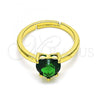 Oro Laminado Multi Stone Ring, Gold Filled Style Heart Design, with Green Cubic Zirconia, Polished, Golden Finish, 01.341.0075