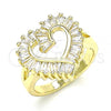 Oro Laminado Multi Stone Ring, Gold Filled Style Heart Design, with White Cubic Zirconia, Polished, Golden Finish, 01.283.0017.09 (Size 9)