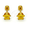 Stainless Steel Stud Earring, Star Design, with Golden Cubic Zirconia, Polished, Golden Finish, 02.271.0006.6