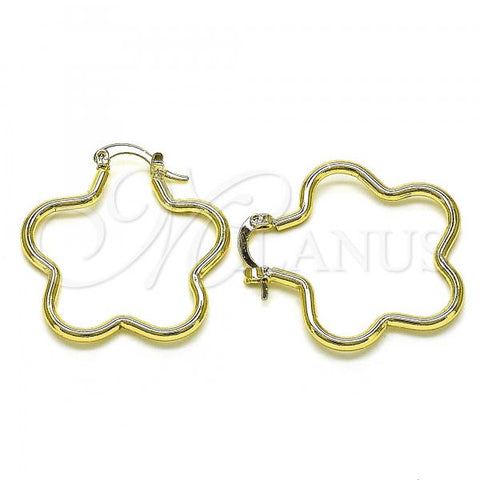 Oro Laminado Medium Hoop, Gold Filled Style Flower Design, Polished, Golden Finish, 02.213.0437.30