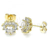 Oro Laminado Stud Earring, Gold Filled Style Heart Design, with White Cubic Zirconia, Polished, Golden Finish, 02.346.0004.2