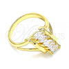 Oro Laminado Multi Stone Ring, Gold Filled Style with White Cubic Zirconia, Polished, Golden Finish, 01.283.0024.08