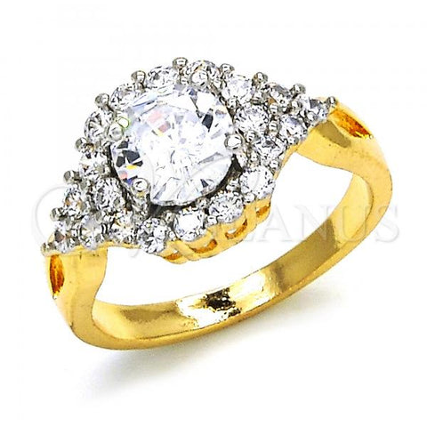Oro Laminado Multi Stone Ring, Gold Filled Style with White Cubic Zirconia, Polished, Two Tone, 01.346.0007.07 (Size 7)