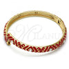 Oro Laminado Individual Bangle, Gold Filled Style with White Crystal, Red Enamel Finish, Golden Finish, 07.246.0007.1.05 (07 MM Thickness, Size 5 - 2.50 Diameter)