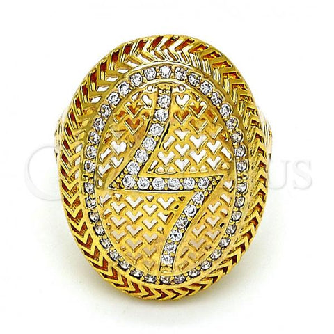 Oro Laminado Multi Stone Ring, Gold Filled Style with White Crystal, Polished, Golden Finish, 01.118.0031 .07 (Size 7)