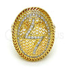 Oro Laminado Multi Stone Ring, Gold Filled Style with White Crystal, Polished, Golden Finish, 01.118.0031 .07 (Size 7)