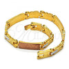 Oro Laminado Solid Bracelet, Gold Filled Style Elephant Design, Polished, Tricolor, 03.102.0031.08