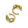 Oro Laminado Earcuff Earring, Gold Filled Style Infinite Design, with White Micro Pave, Polished, Golden Finish, 02.210.0678