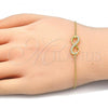 Sterling Silver Fancy Bracelet, Infinite Design, with White Cubic Zirconia, Polished, Golden Finish, 03.336.0041.2.07