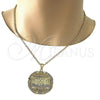 Oro Laminado Religious Pendant, Gold Filled Style with White Crystal, Polished, Two Tone, 05.253.0050