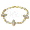 Oro Laminado Fancy Bracelet, Gold Filled Style Guadalupe Design, Polished, Tricolor, 03.380.0074.1.08