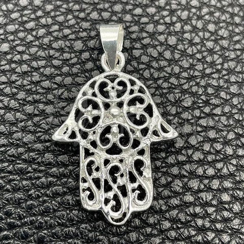 Sterling Silver Fancy Pendant, Hand of God Design, Polished, Silver Finish, 05.392.0041