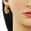 Oro Laminado Medium Hoop, Gold Filled Style Heart Design, Polished, Golden Finish, 02.341.0160.30