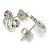 Rhodium Plated Stud Earring, Butterfly Design, with Ruby and White Micro Pave, Polished, Rhodium Finish, 02.233.0026.5