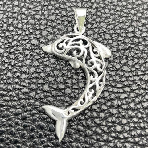 Sterling Silver Fancy Pendant, Dolphin Design, Polished, Silver Finish, 05.392.0061