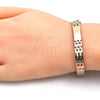 Oro Laminado Solid Bracelet, Gold Filled Style Polished, Tricolor, 03.102.0044.08