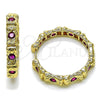 Oro Laminado Huggie Hoop, Gold Filled Style with Ruby Cubic Zirconia, Polished, Golden Finish, 02.204.0042.35