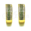 Oro Laminado Huggie Hoop, Gold Filled Style with Green and White Micro Pave, Polished, Golden Finish, 02.195.0072.3.20