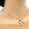 Oro Laminado Pendant Necklace, Gold Filled Style Butterfly Design, with White Cubic Zirconia, Polished, Golden Finish, 04.304.0003.18