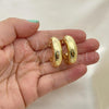 Oro Laminado Stud Earring, Gold Filled Style Hollow Design, Polished, Golden Finish, 02.163.0160.30