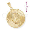 Oro Laminado Religious Pendant, Gold Filled Style Sagrado Corazon de Jesus Design, Diamond Cutting Finish, Golden Finish, 5.193.008