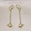 Oro Laminado Long Earring, Gold Filled Style Heart Design, with  Cubic Zirconia, Golden Finish, 5.111.001