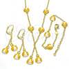 Oro Laminado Earring and Pendant Children Set, Gold Filled Style Ladybug Design, with White Crystal, Yellow Enamel Finish, Golden Finish, 06.60.0005.2