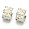 Stainless Steel Huggie Hoop, with Multicolor Cubic Zirconia, Polished, Steel Finish, 02.230.0007.18