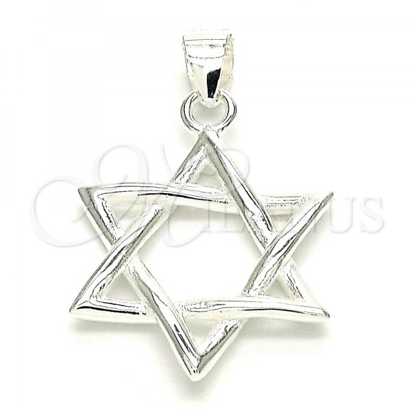 Sterling Silver Fancy Pendant, Star of David Design, Polished,, 05.398.0044