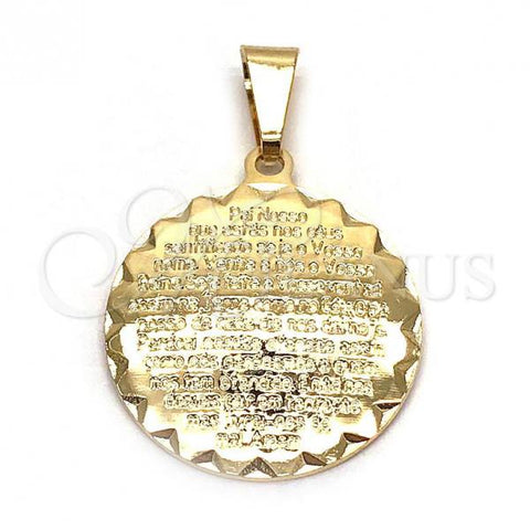Oro Laminado Religious Pendant, Gold Filled Style Prayer Design, Polished, Golden Finish, 05.32.0075