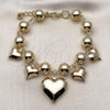 Oro Laminado Charm Bracelet, Gold Filled Style Ball and Heart Design, Polished, Golden Finish, 03.331.0316.09