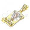 Oro Laminado Religious Pendant, Gold Filled Style Jesus Design, Polished, Tricolor, 05.351.0137