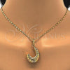 Oro Laminado Earring and Pendant Adult Set, Gold Filled Style Chunky Design, Polished, Tricolor, 10.163.0007.1