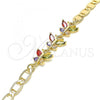 Oro Laminado Fancy Bracelet, Gold Filled Style Butterfly Design, with Multicolor Cubic Zirconia, Polished, Golden Finish, 03.63.2127.2.07