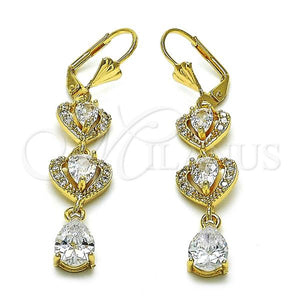 Gold Filled Ring — Long Earring Heart and Teardrop Design with White — main product view — SKU 154058 | Oro Laminado anillo — Long Earring corazón and Teardrop diseño with blanco — SKU 154058