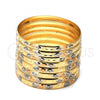 Gold Plated Dozen Bangle, Diamond Cutting Finish, Tricolor, 03.08.0088.05 (06 MM Thickness, Size 5 - 2.50 Diameter)