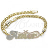 Oro Laminado Fancy Bracelet, Gold Filled Style Nameplate Design, Polished, Tricolor, 03.63.1978.1.08