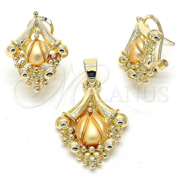 Oro Laminado Earring and Pendant Adult Set, Gold Filled Style Polished, Golden Finish, 10.59.0138