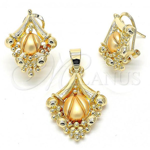 Oro Laminado Earring and Pendant Adult Set, Gold Filled Style Polished, Golden Finish, 10.59.0138