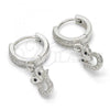 Sterling Silver Dangle Earring, with Black and White Micro Pave, Polished, Rhodium Finish, 02.186.0078