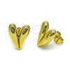 Oro Laminado Stud Earring, Gold Filled Style Heart Design, Polished, Golden Finish, 02.156.0694