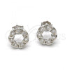 Sterling Silver Stud Earring, with White Micro Pave, Polished, Rhodium Finish, 02.175.0058