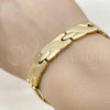 Oro Laminado Solid Bracelet, Gold Filled Style Hugs and Kisses Design, Polished, Golden Finish, 5.246.005.1.08