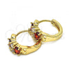 Oro Laminado Huggie Hoop, Gold Filled Style with Garnet and White Cubic Zirconia, Polished, Golden Finish, 02.237.0035.15
