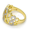 Oro Laminado Multi Stone Ring, Gold Filled Style Infinite Design, with White Micro Pave, Polished, Two Tone, 01.99.0033.08 (Size 8)